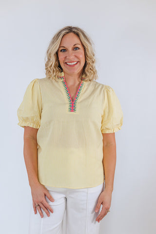 Neon Rainbow Top - Neon Yellow