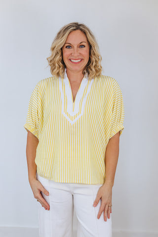 Say It Ain't So Stripe Top - Yellow