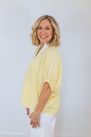 Say It Ain't So Stripe Top - Yellow
