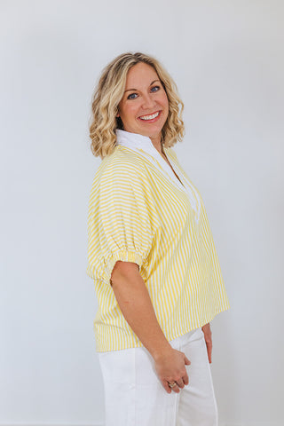 Say It Ain't So Stripe Top - Yellow