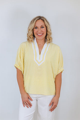 Say It Ain't So Stripe Top - Yellow