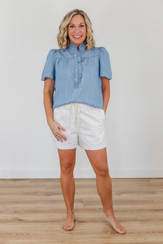 Campbell Chambray Top - Washed Denim