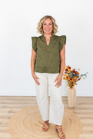 Here for the Party Top - Olive