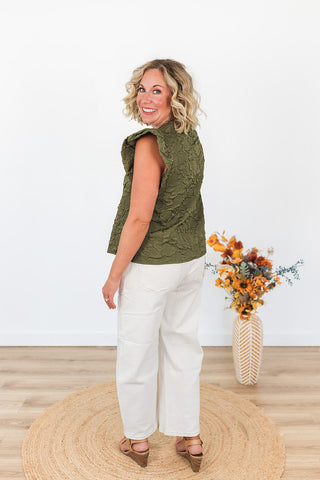Here for the Party Top - Olive