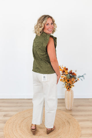 Here for the Party Top - Olive