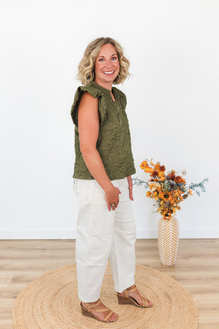 Here for the Party Top - Olive