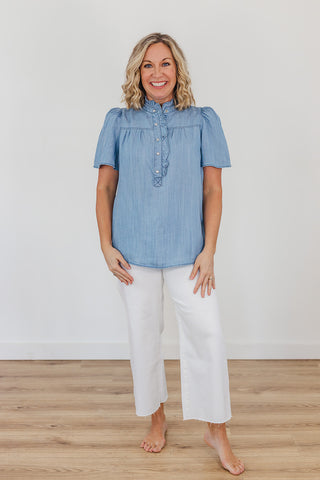 Campbell Chambray Top - Washed Denim