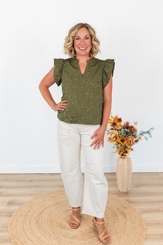 Here for the Party Top - Olive
