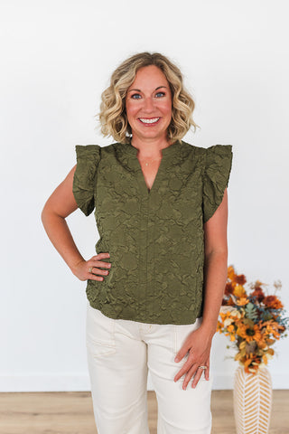 Here for the Party Top - Olive
