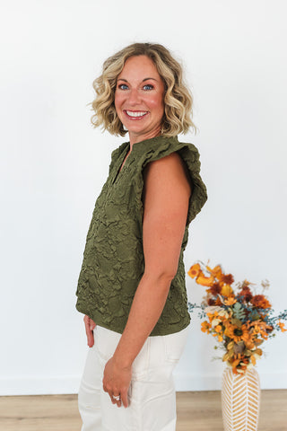 Here for the Party Top - Olive
