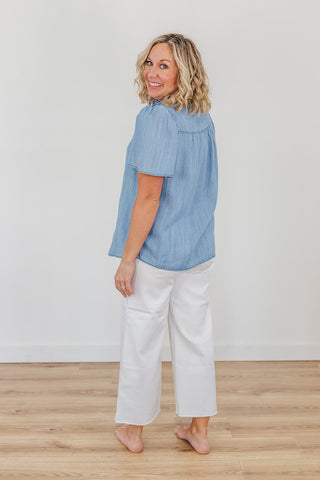 Campbell Chambray Top - Washed Denim