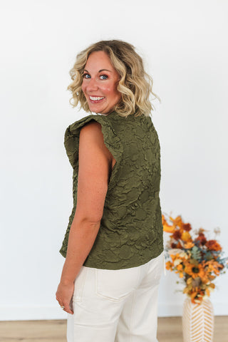 Here for the Party Top - Olive