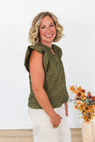 Here for the Party Top - Olive