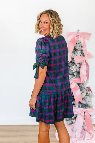 Evelyn Dress - Navy Plaid