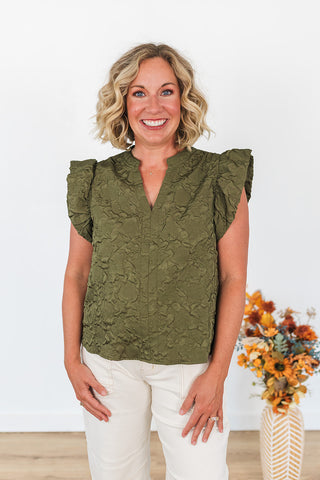 Here for the Party Top - Olive