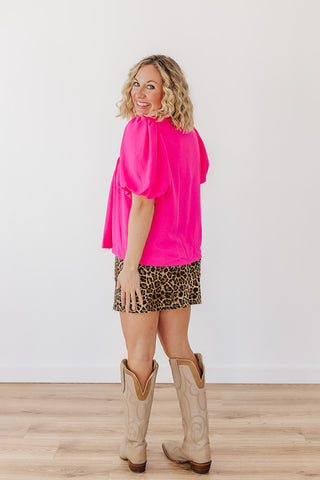 Ruthie Ruffle Top - Hot Pink