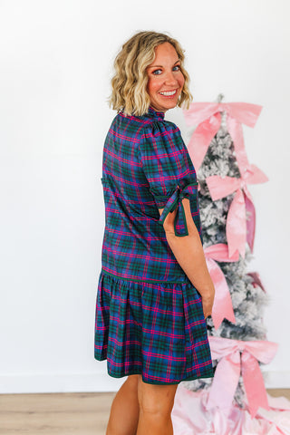 Evelyn Dress - Navy Plaid