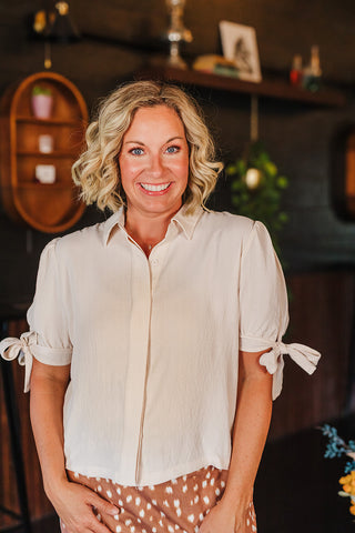 Lainey Tie Sleeve Top - Ivory