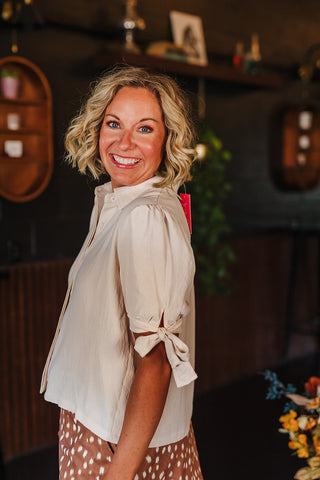 Lainey Tie Sleeve Top - Ivory