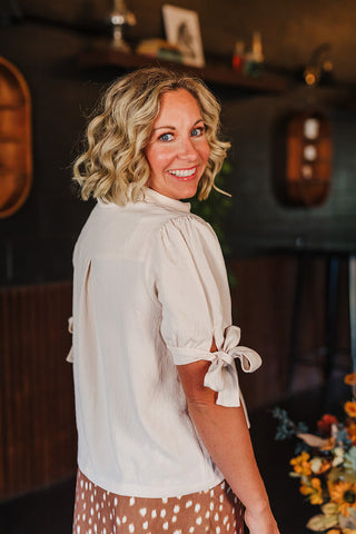 Lainey Tie Sleeve Top - Ivory