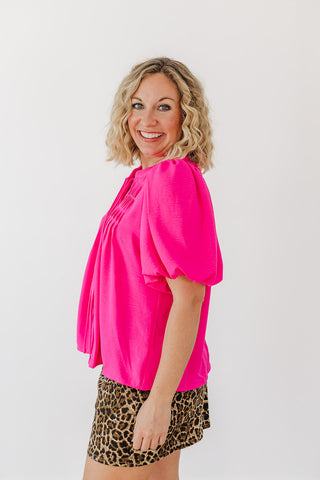 Ruthie Ruffle Top - Hot Pink