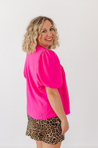 Ruthie Ruffle Top - Hot Pink