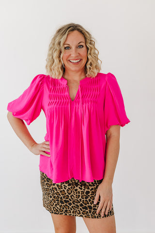 Ruthie Ruffle Top - Hot Pink