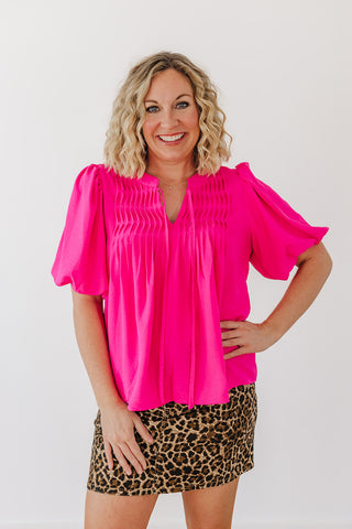 Ruthie Ruffle Top - Hot Pink