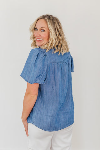 Campbell Chambray Top - Dark Denim