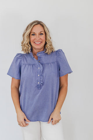 Connie Chambray Top - Purple