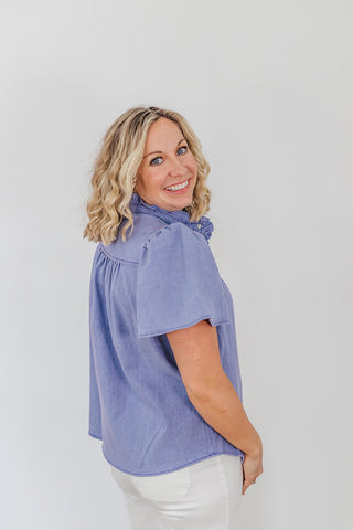 Connie Chambray Top - Purple