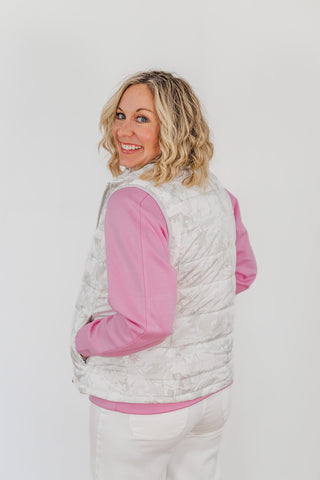 Delilah Puffer Vest - White Camo