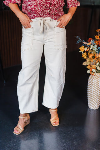 Connie Chameleon Ivory Barrel Risen Jeans