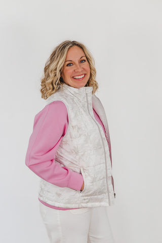 Delilah Puffer Vest - White Camo