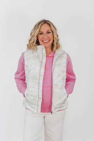 Delilah Puffer Vest - White Camo