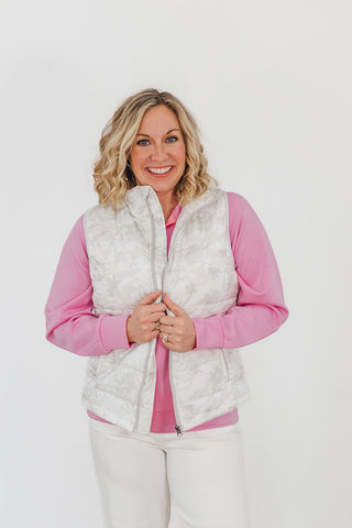 Delilah Puffer Vest - White Camo