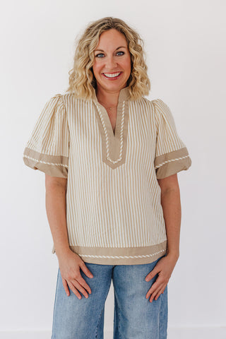 Striped Serene Top - Oatmeal