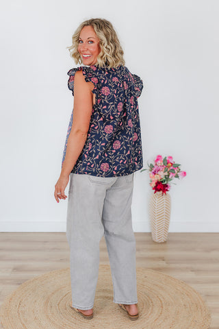Navy Bloom Top