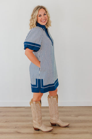 Simply Striped Dress - Indigo