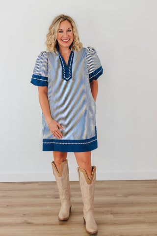 Simply Striped Dress - Indigo