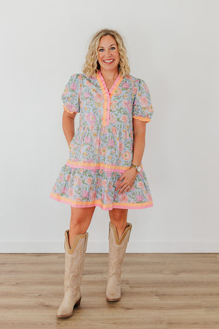 Spring Into Action Dress - Sky Blue