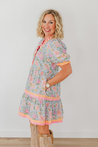 Spring Into Action Dress - Sky Blue