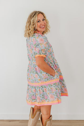 Spring Into Action Dress - Sky Blue