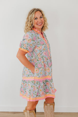 Spring Into Action Dress - Sky Blue