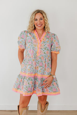 Spring Into Action Dress - Sky Blue