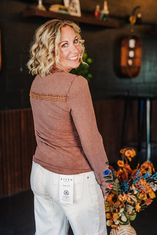 CeCe Washed Camel Top