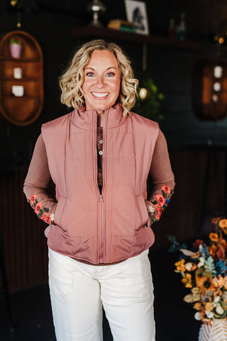 Piper Puffer Padded Vest - Mauve