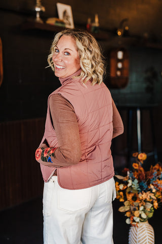 Piper Puffer Padded Vest - Mauve