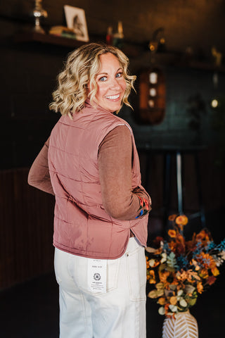Piper Puffer Padded Vest - Mauve