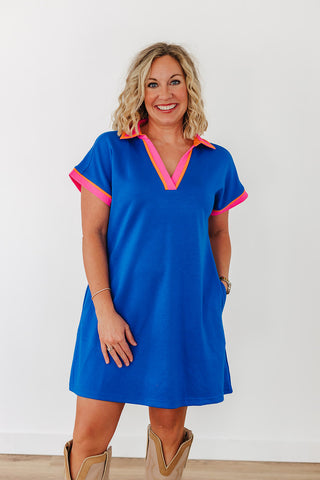 Simple Style Dress - Royal Blue